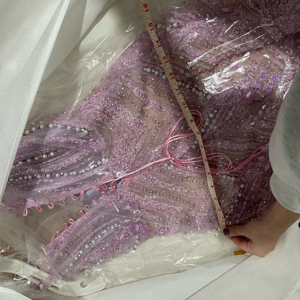 Pink Sequin Embellished Gown with Slit - Picture 5 of 7